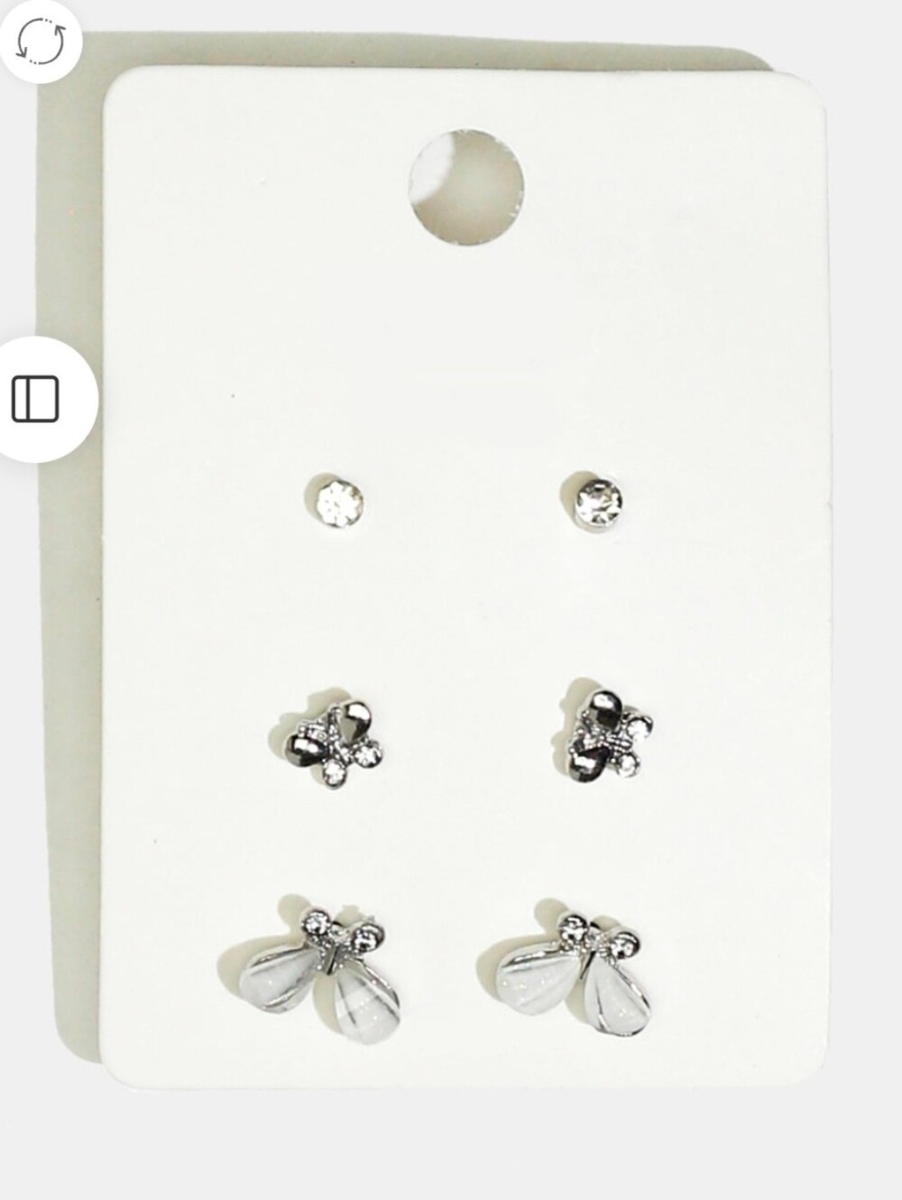 3 Pairs Elegant Silver Tone Butterfly Earrings BNIB